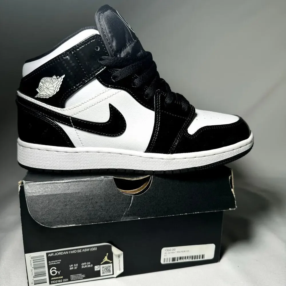 Nike Air Jordan 1 Mid SE GS All Star 2021 - Size 6 -Men's Black Trending Shoes